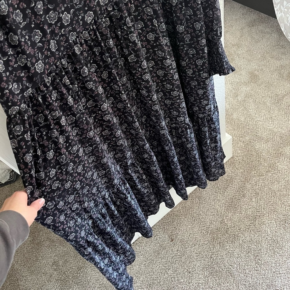 Madewell Black Floral Long Sleeve Dress - Picture 7 of 9